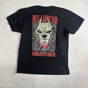 Assholes*s Live Forever Hellhound Black Short Sleeve Graphic Shirt Men's Medium